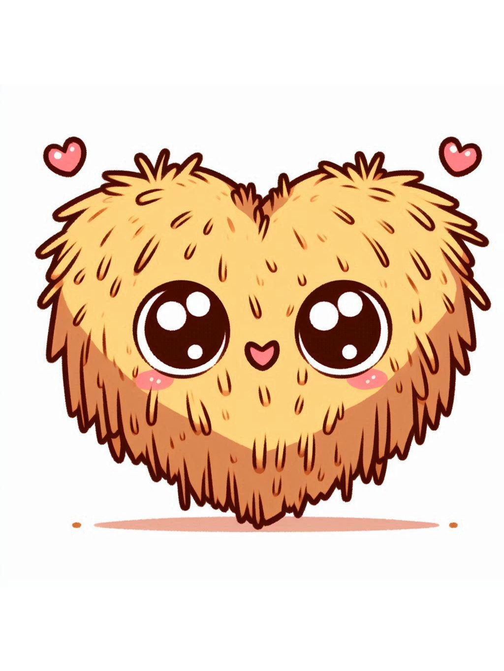 thanksgiving love drawing ideas featuring a cute heart-shaped hay bale with big eyes and a loving smile, surrounded by tiny hearts.